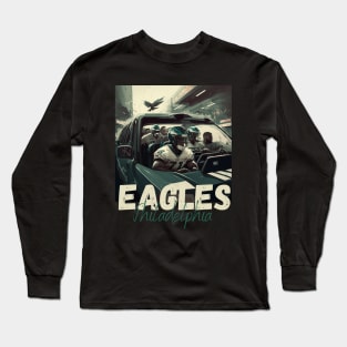 Philadelphia eagles football player graphic design cartoon style beautiful artwork Long Sleeve T-Shirt